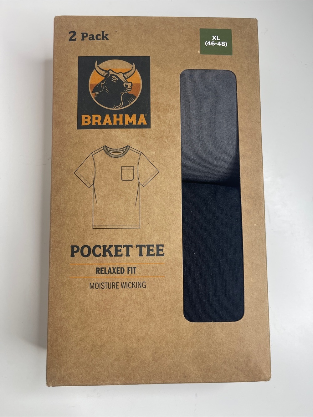 Brahma 2-Pack Pocket Tees - Black & Charcoal